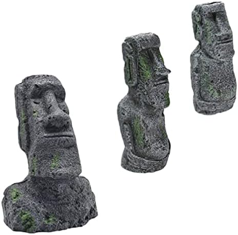 YARDWE 3pcs Ősi Húsvét-Sziget Kő Fejét Akvárium Dísz Gyanta Másolatai Moai-Szobrok a Húsvét-Sziget Szobor Hüllő Doboz Dekoráció,