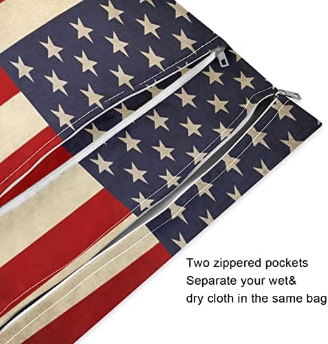 HUXINO Vízálló Nedves, Száraz Zsákok Amerikai Usa Zászló Vintage, Gyerekeknek, Baba ruha Pelenka Nedves Zsákokat Szervező Újrafelhasználható