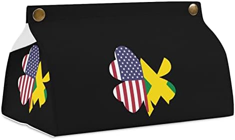 Amerikai Jamaica Zászló Shamrock Szövet Borító PU Bőr Szövet Doboz Jogosultja Téglalap alakú Arc Szövet Esetben Papír Szervező