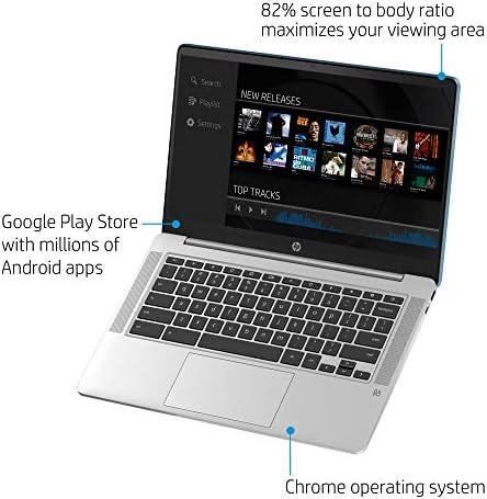 HP Chromebook 14-es Laptop FHD, Intel Celeron N4000, 4 GB RAM, 32 GB-os eMMC, Króm (14a-na0090nr, Erdő Teal)