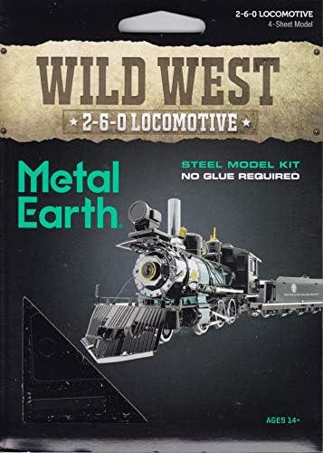 Fascinations Fém Föld 3D-s, Fém modelleket, Wild West Készlet 4 - Revolver - Postakocsi - Gatling Gun - 2-6-0 Mozdony
