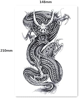 A kínai Hagyományos Fekete Sárkány Tetoválás Túlfeszültség karját a Férfi Vízálló, Tartós 3D Szimuláció Tetovált Vállán a