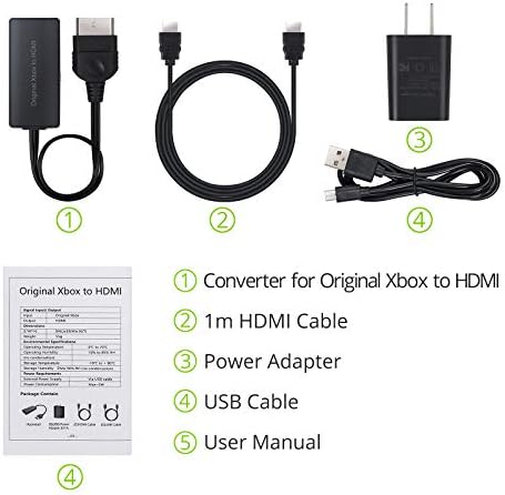LiNKFOR HDMI Adapter Kompatibilis Eredeti Xbox Támogatás 1080P/720P Eredeti Xbox-HDMI Átalakító Tartalmazza Adapter, HDMI Kábel.