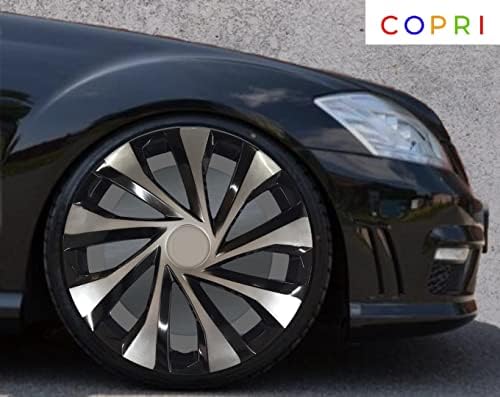 Copri Készlet 4 Kerék Fedezze 15 Coll Ezüst -Fekete Dísztárcsa Snap-On Illik Renault