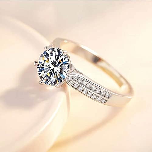 Nyugodt Gyűrűk, Szorongás Divat Női Cirkónium-oxid Bling Gyémánt Retro Gyűrű Eljegyzési Gyűrűt Gyűrűk Mérete 5 Teens (Ezüst, 6)