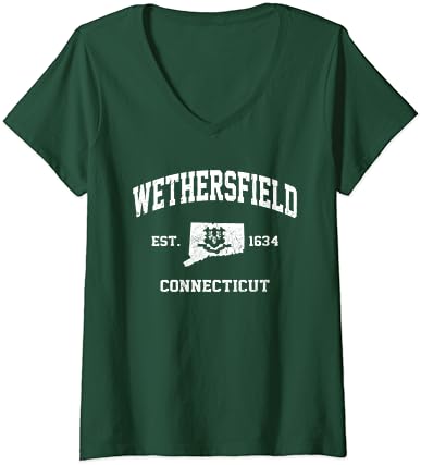 Női Wethersfield Connecticut CT vintage állami Sportos stílus V-Nyakú Póló