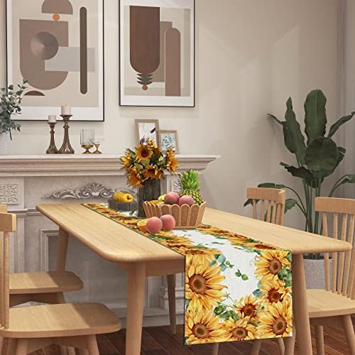 Rvsticty Vászon Akvarell Napraforgó asztali Futó Tavaszi Virág Terítő Tavaszi Parasztház Napraforgó Dekorációk, valamint a Felszerelést