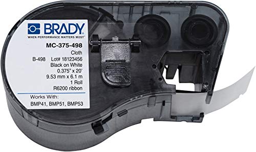 Brady MC-375-498 Vinil Ruhával B-498 Fekete, Fehér feliratozógép Patron, 20' Szélesség x 3/8 Magas, A BMP51/BMP53 Nyomtatók