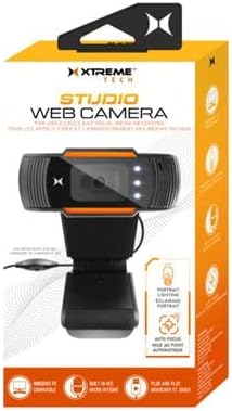 Xtreme 480p Stúdió Webkamera w/LED, Auto Fókusz & auto fehéregyensúly, Beépített Mikrofon, Plug and Play Telepítés, 4ft Kábel Hossza
