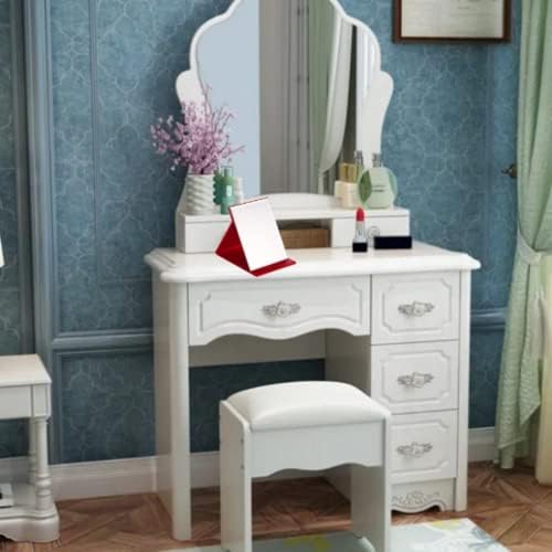 UQUABESO Hordozható Asztal Összecsukható Tükör, Pu Bőr Összecsukható Asztal Tükör, Asztali Tükör Állni Kozmetikai Személyes Szépség,