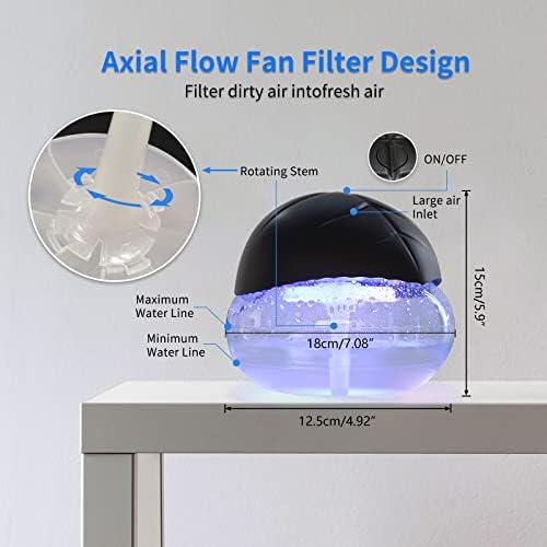 ap airpleasure 2-Pack Légtisztító - Víz légtisztító Víz Alapú Levegő Revitalizer Levegő Tisztító, Illatosító, 7 LED-es színváltó Hangulat Fény