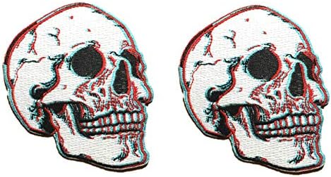 2 db 3D Koponya Patch Teljesen Hímzett - Reális Csontváz Javítás Vasalót/Varrni
