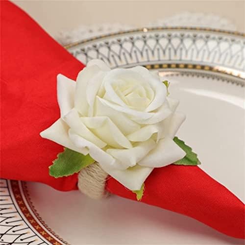 XDCHLK 6db Rózsa Virág Szalvéta Gyűrű,Kézműves Selyem Virág Szalvéta Tartót a Vacsora Asztal Díszítése (Szín : E, Méret : 1)