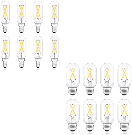 AIELIT 8Pack 2W T6 E12 LED Izzó/T45 E26 LED Izzó Csomag, Szabályozható, 25W Egyenértékű Izzó, 5000K Nappal Fehér, 200lm,Átlátszó