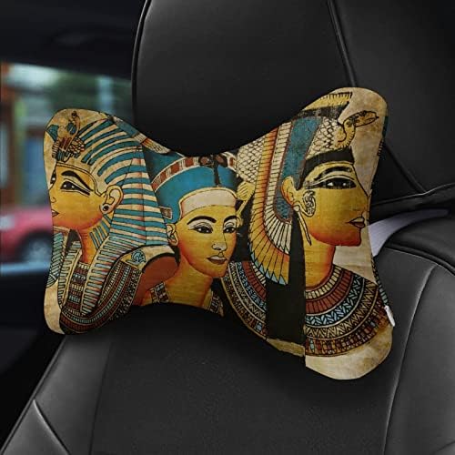 Retro Ókori Egyiptomi Művészet Autó Nyak Párna 2 DB Lélegző Fej-Nyak Többi Párna Egyetemes Puha Nyak Támogatás Fejtámla Tele