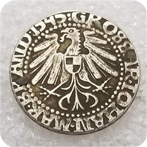 Kézműves lengyel Érme 1545 Érme Emlékmű Érme 1545Coin Gyűjtemény Emlékérme
