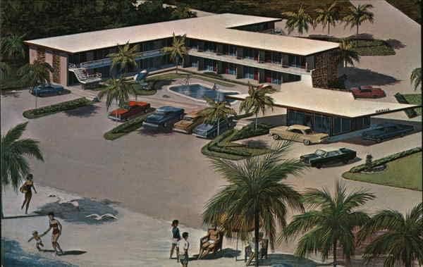 Szia Tenger Motel and Apartments Clearwater Beach, Florida, FL Eredeti Régi Képeslap