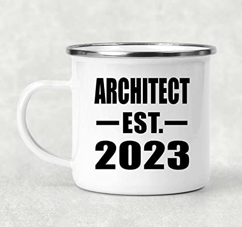 Designsify Építész Létrehozott EST. 2023, 12oz Kemping Bögre Rozsdamentes Acél Zománc Tea Csésze Fogantyú, Ajándékok Születésnapi
