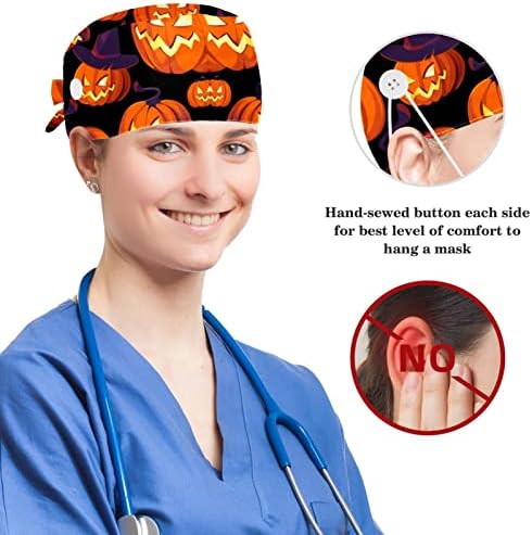 yoyoAmoy Halloween Csontváz Mintás Női Működik a Caps Gombokkal, Fejpánt, Állítható Műtéti Sapka
