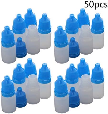 Jutagoss Műanyag Cseppentő Üveg, 5ml Üres Összeszorítható Folyékony Cseppentő Üveg Kupakkal, Kék, Csomag 50