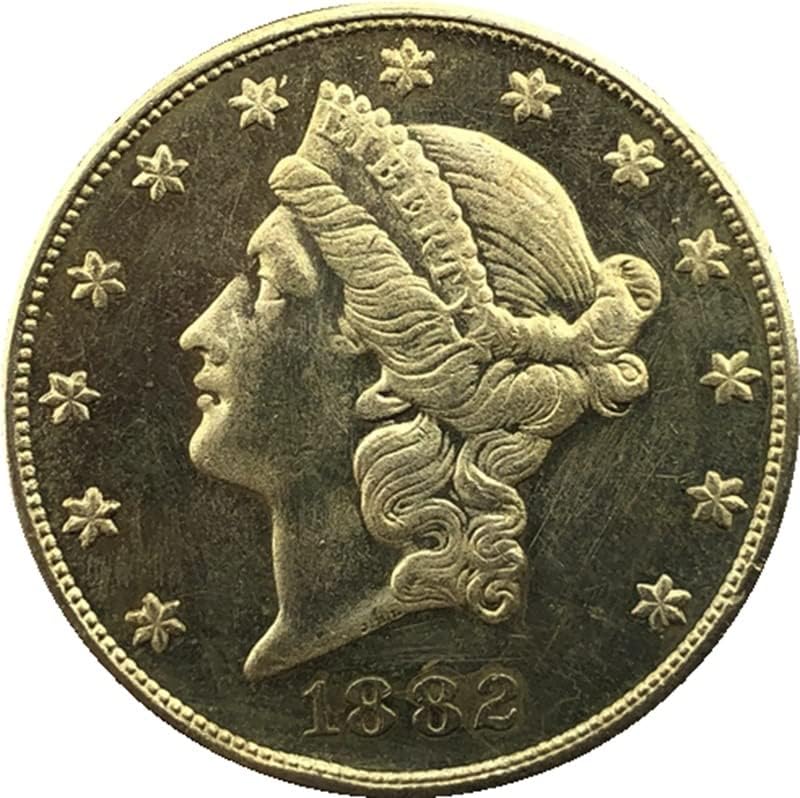 1882C Változata Az Egyesült Államok 20 Arany Érme-Antik Réz Kézműves Külföldi Emlékérme 34MM