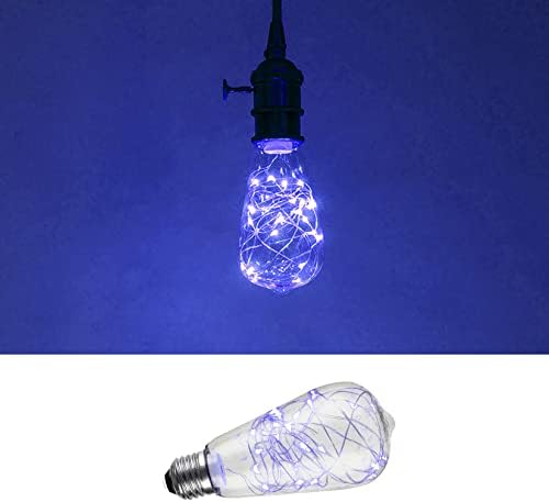 YDJoo ST64 Kék Tündér Izzók 3W LED-Edison-Izzó 30W Egyenértékű Dekoratív Csillagos Réz Drót String Lámpák Izzók Átlátszó