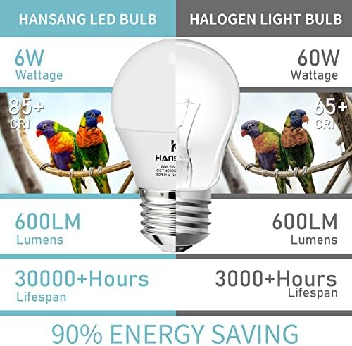 hansang E26 Mennyezeti Ventilátor Izzók, 4000K a Természetes Napfényt, 60 Watt Egyenértékű, A15 LED Kis Villanykörte, E26 Standard Bázis