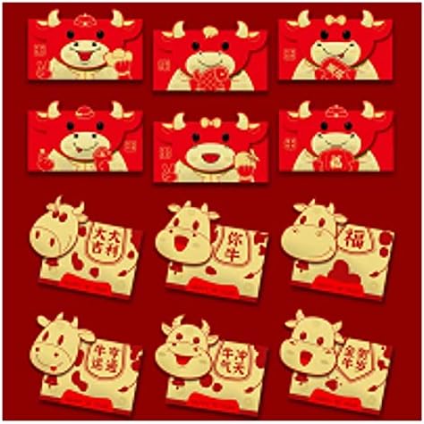 Yf bolt 5/6db 2021 OX Szerencsés Kínai Vörös Borítékok Szerencsés Zsebbel, Piros Csomag Kínai Új Év Tavaszi Születésnapi Feleségül, Fél díszdobozban