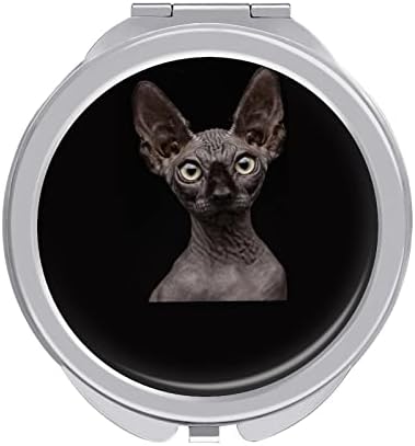 Szfinx Macska Kompakt sminktükör Hordozható Utazási Kozmetikai Tükör, Lehajtható Kétoldalas 1x/2x Nagyító