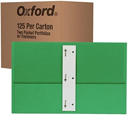Oxford 2 Zseb Mappák w/Villákat, Mega Doboz 125, Texturált Papír Mappa, Asst Színek (Világos Kék, Zöld, Sárga, Narancs, Piros), Letter