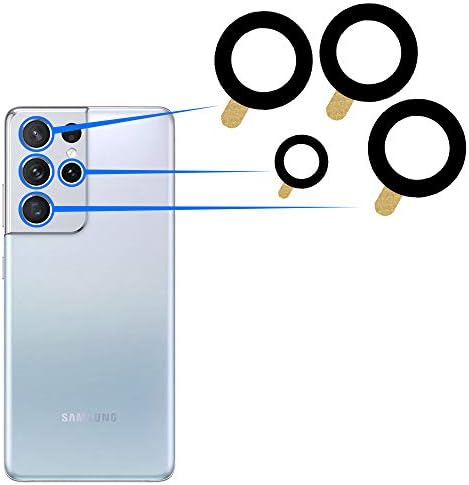 MMOBIEL Vissza a Hátsó Kamera Üveg Lencse Csere Kompatibilis a Samsung Galaxy S21 Ultra 2021 - Áfával. Kétoldalas Ragasztó,