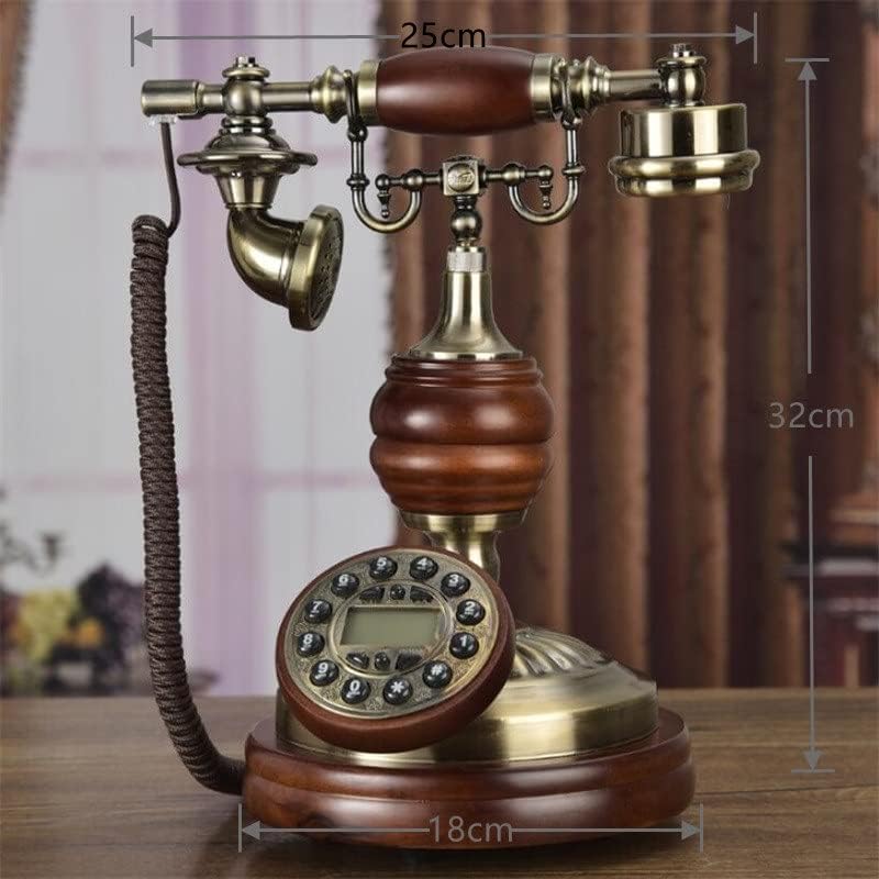 ZJHYXYH Antik Vezetékes Telefon Retro Haza a gyorstárcsázás Tömör Fa Vezetékes Telefon Kék Háttérvilágítás+Kihangosító+Hívófél-AZONOSÍTÓ