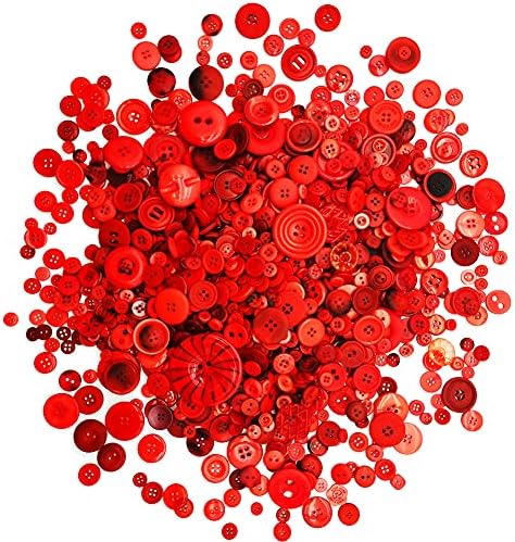 1600Pcs Piros Gombok Kézműves különböző méretűt Gomb Piros Ömlesztve Sötét Vörös Kézműves Gombok Választék