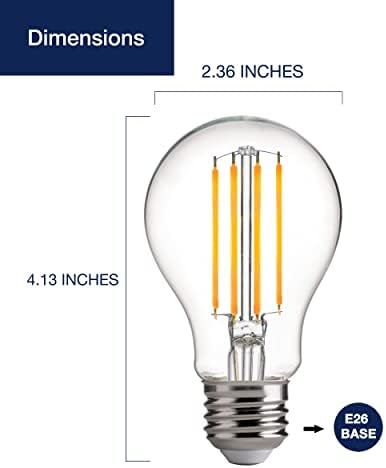 FLSNT 60W Egyenértékű 19 Edison LED Izzók, 2700K Puha, Fehér, E26 Bázis, Nem Szabályozható, 4 Csomag