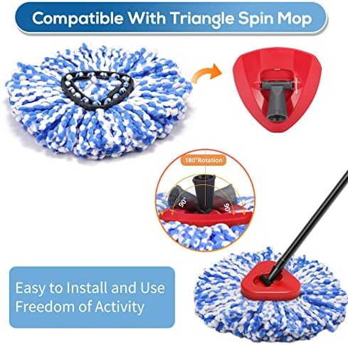 8 Csomag Spin Mop Csere Fejét Spin Mop Utántöltő Kompatibilis RinseClean Kettős Rendszer, Mikroszálas Mop Könnyű Tisztítás Padló Fej Felmosni