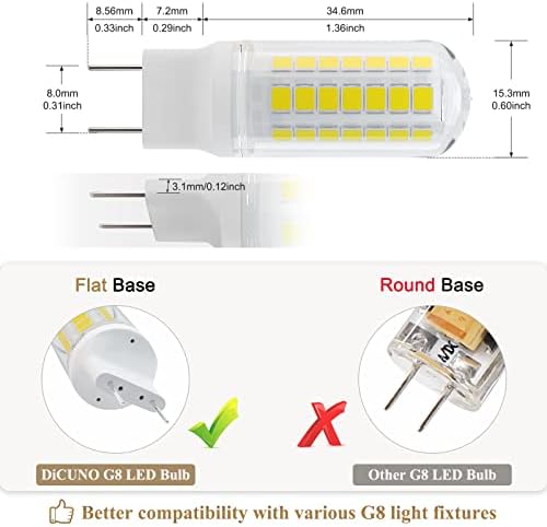 DiCUNO G8-4W LED Izzó, Lapos Alap, 40W Halogén Egyenértékű, 450LM, Napfény, Fehér 5000K, Nem szabályozható Bi-Pin Csere