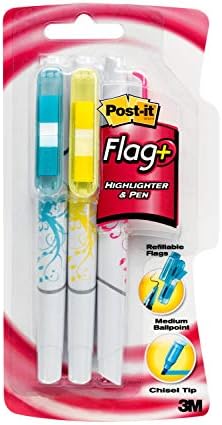 Post-it-Zászlók + Szövegkiemelő & Toll, 3 Csomag Sárga, Kék, Rózsaszín Filctollat, Zászlókkal, Fekete Tinta (691-HLP3)