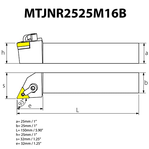 Eszterga Eszköztartót Külső Fordult MTJNR2525M16B (1) a Beszúr TNMG1604 (TNMG 331) - Optimalizált Külső Fordult - Hosszanti Fordult