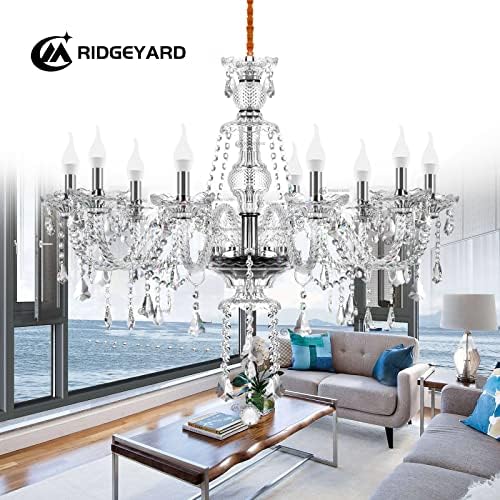 Ridgeyard Tiszta K9 Kristály 10 Lámpák Modern Luxus Csillár Gyertya Medál Lámpa Mennyezeti Nappali Világítás Étkező Nappali,