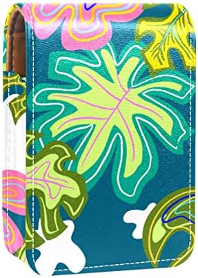 ORYUEKAN Rúzst a Tükör Aranyos Hordozható Smink Táska Kozmetikai Táska, Trópusi Levelek, Virág Hawaii