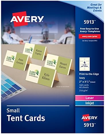 Avery Nyomtatható Kis Sátor Kártyák Biztos, Takarmány Technológia, 2 x 3,5, Elefántcsont, 160 Üres Hely Kártyák & Name Jelvény