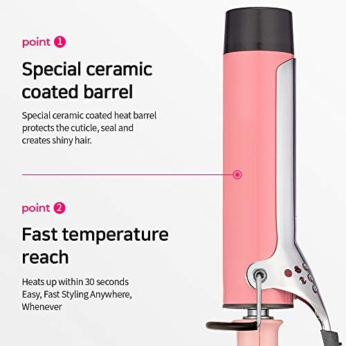VODANA Szakmai GlamWave Kerámia hajsütővas Rózsaszín 1.4 inch(36mm) + hőálló Pad/Mat Tok 240 Ibolya