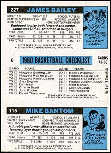 1980 Topps 115/6 / 227 Mike Bantom/Adrian Dantley/James Bailey (Kosárlabda Kártya) NM