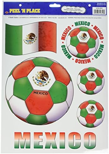 Beistle 54452-MEX 6 Részes Mexikói Futball-Labda Falhoz Simul - 1 Lap, Színes