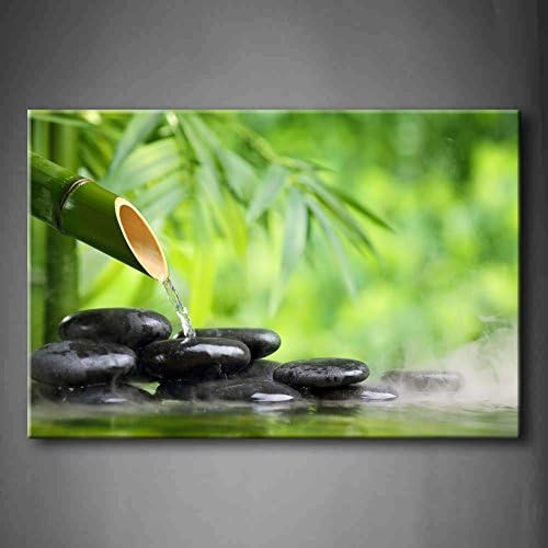 Zöld Gyógyfürdő Még Élet a Bambusz Szökőkút Zen Stone a Víz Wall Art Festmény Nyomtatás, Vászon Botanikus Képek lakberendezés Dekoráció