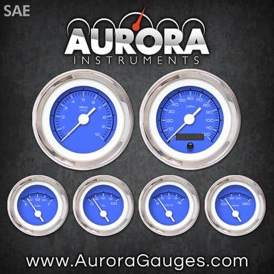 Aurora Eszközök 1174 Verseny Kék SAE 6-Es Szett (Fehér Vintage Tűk, a Chrome Trim Gyűrűk, Stílus Készlet Telepítve)