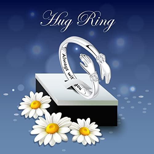 BIAZLANJ 925 Sterling Ezüst Gyűrű, Ölelés Gyűrű a Nők, a Legjobb Ajándék Anya a Lányát, Ezüst Gyűrűk, Tini Lányok, Állítható Gyűrű, Nővér