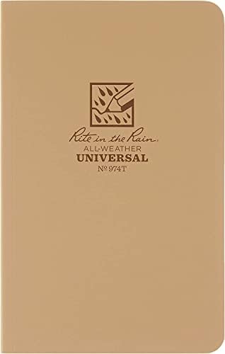 Rítus az Esőben Vízálló Puha Borító Notebook, 4 5/8 x 7 1/4, Tan Borító, Egyetemes Minta (No. 974T)