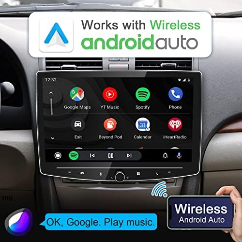 10 Hüvelykes Egységes Din Érintőképernyő Autó Sztereó Vezeték nélküli Carplay & Vezeték nélküli Android Auto, Állítható Android autórádió