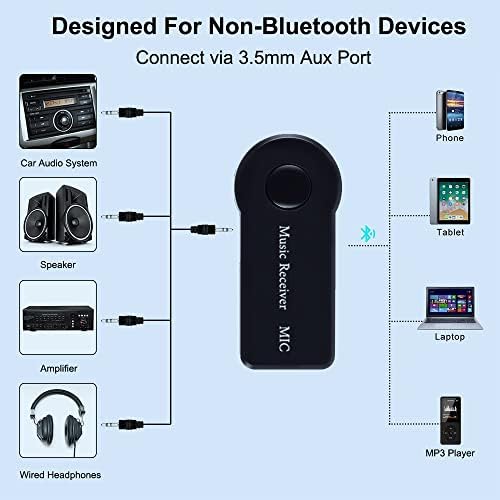 Bluetooth Vevő, Skybess Hordozható 3,5 mm-es Aux Bluetooth Adapter Autó/Home Sound System/Vezetékes Fejhallgató/Hangszóró, Vezeték nélküli